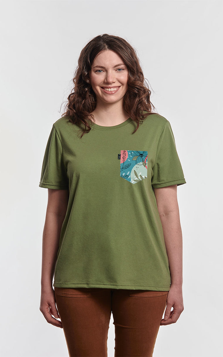 Boyfriend Fit T-Shirt with Pocket Daffodils and Bowling