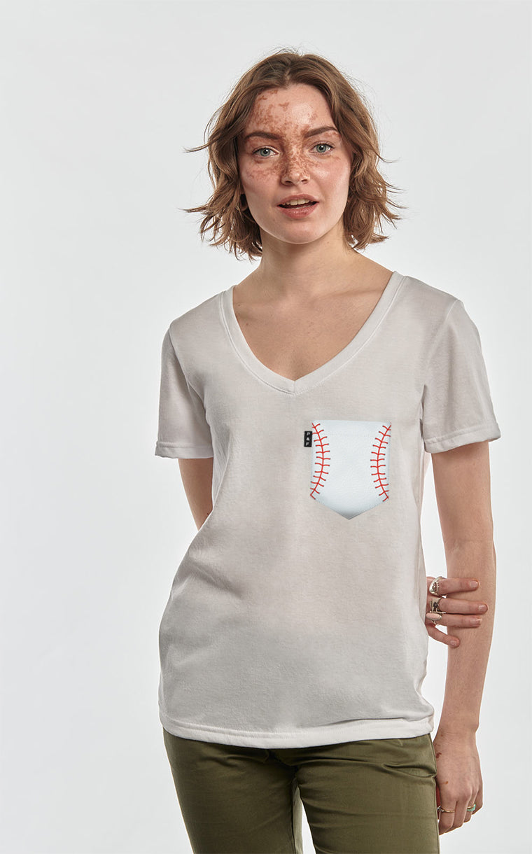 Semi-fitted V-neck with Softball Pocket