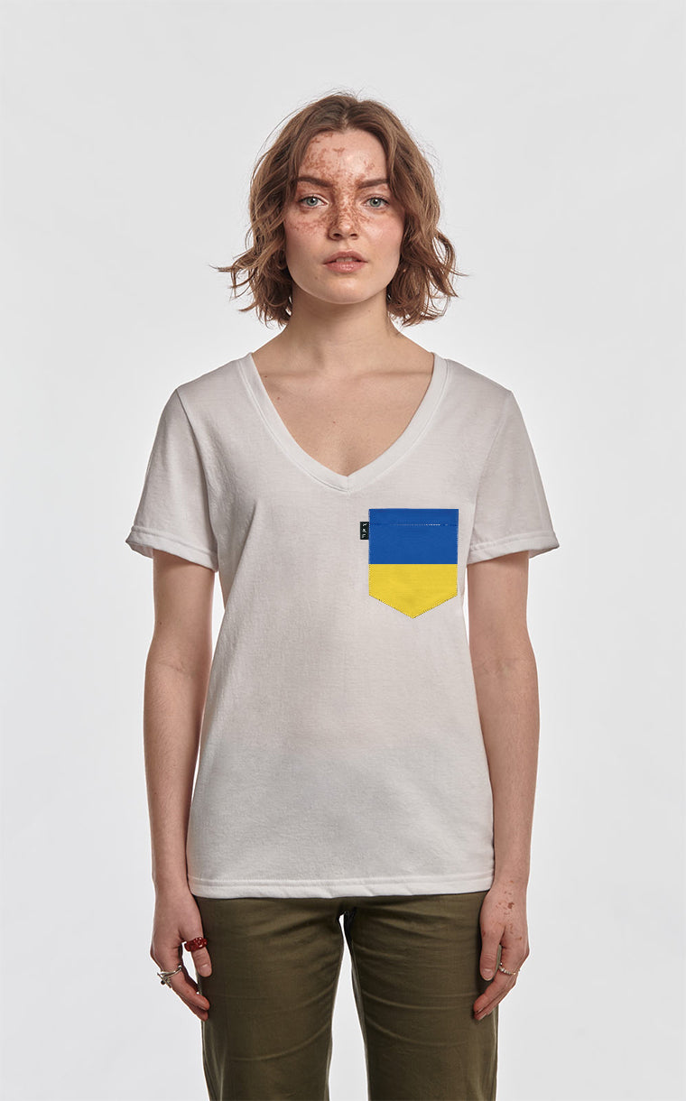 Col en V semi-ajusté à poche Couleurs de l'Ukraine