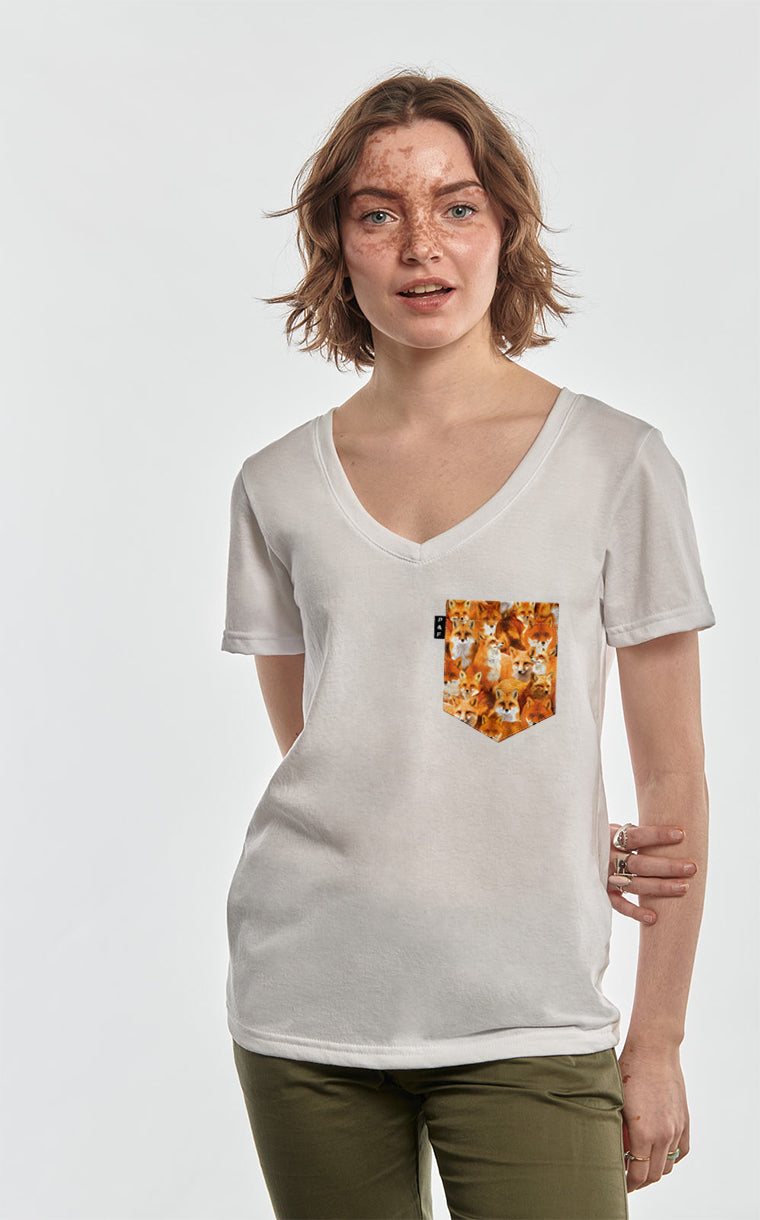 No Fox Given Semi-Fitted V-Neck with Pocket