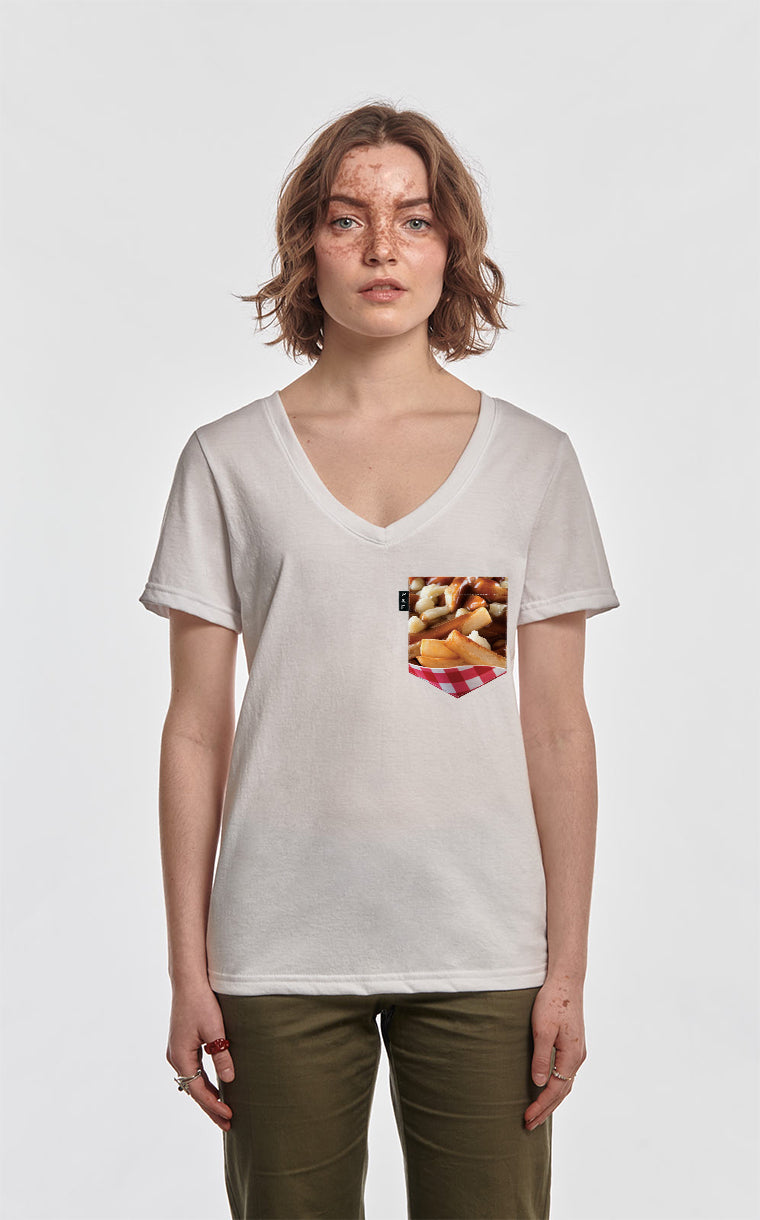 Semi-fitted V-neck with pocket Frites and gratin sauce