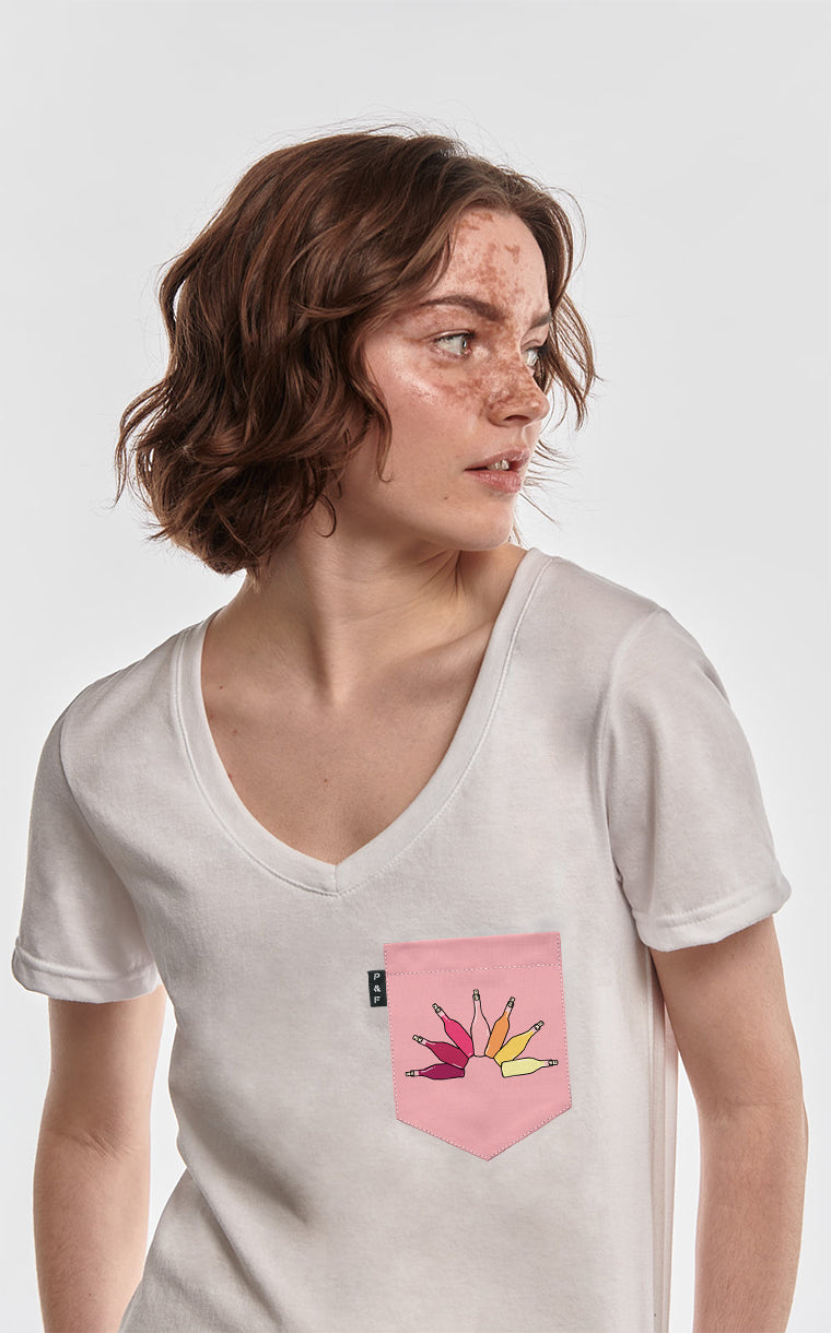 Semi-fitted V-neck with pocket The Rosé Sprinkler