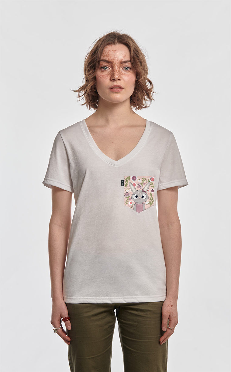 Semi-fitted V-neck with Lapin Marguerite pocket