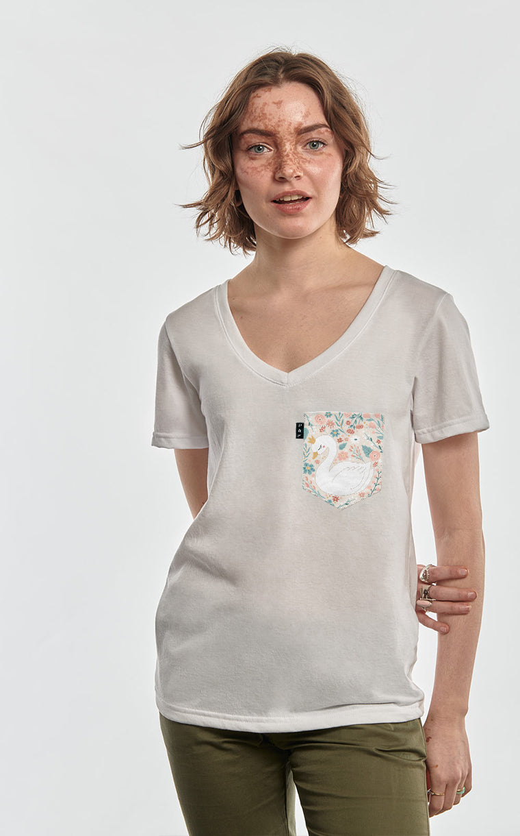 Sophia the Swan Semi-Fitted V-Neck with Pocket