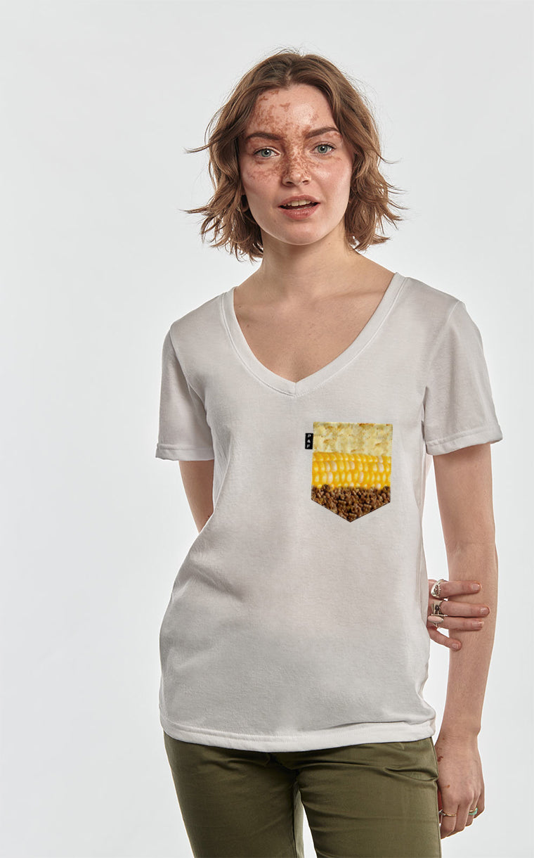 Semi-fitted V-neck with Steak Corn Potato pocket