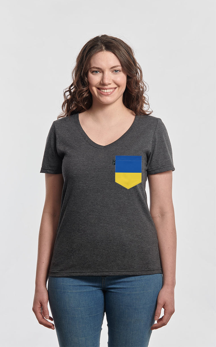 Semi-fitted V-neck with pocket Colors of Ukraine