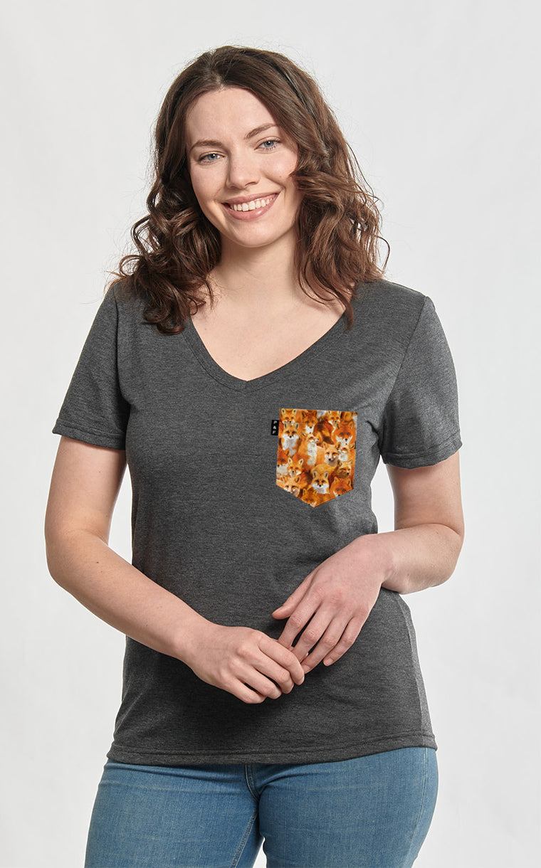 No Fox Given Semi-Fitted V-Neck with Pocket