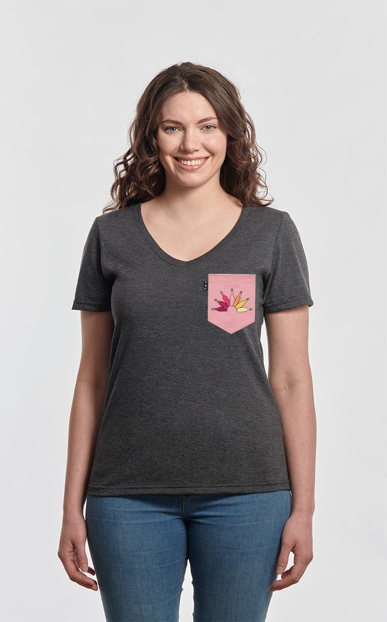 Semi-fitted V-neck with pocket The Rosé Sprinkler