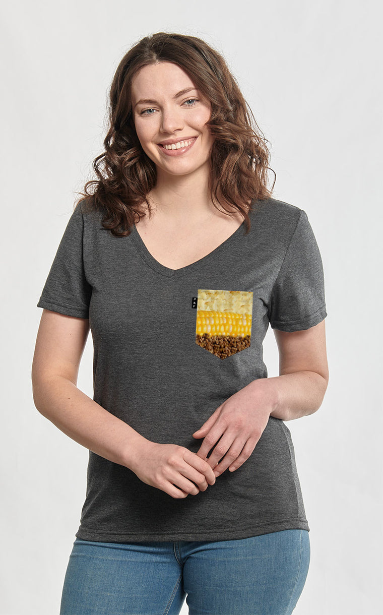 Semi-fitted V-neck with Steak Corn Potato pocket