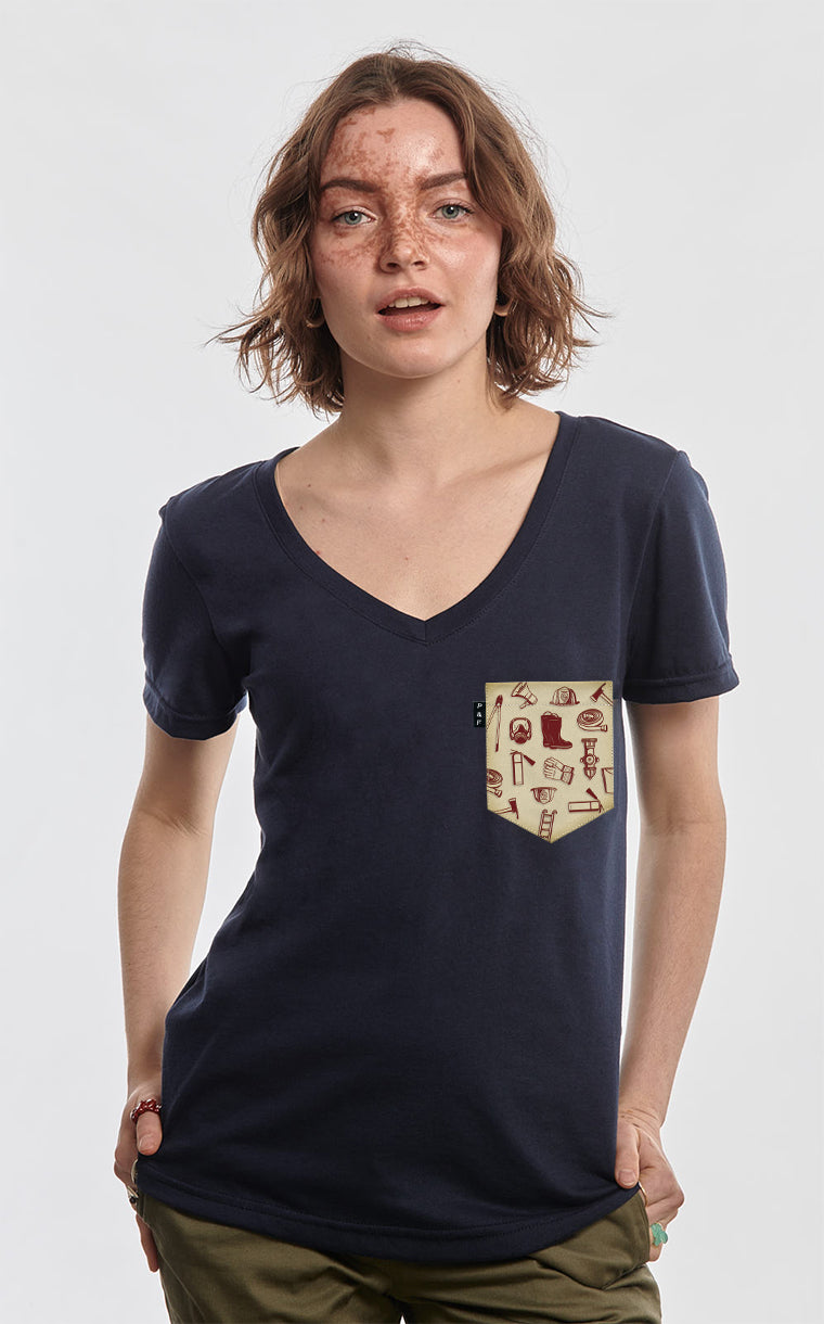 Semi-Fitted V-Neck with Pocket On Fire for the Cause