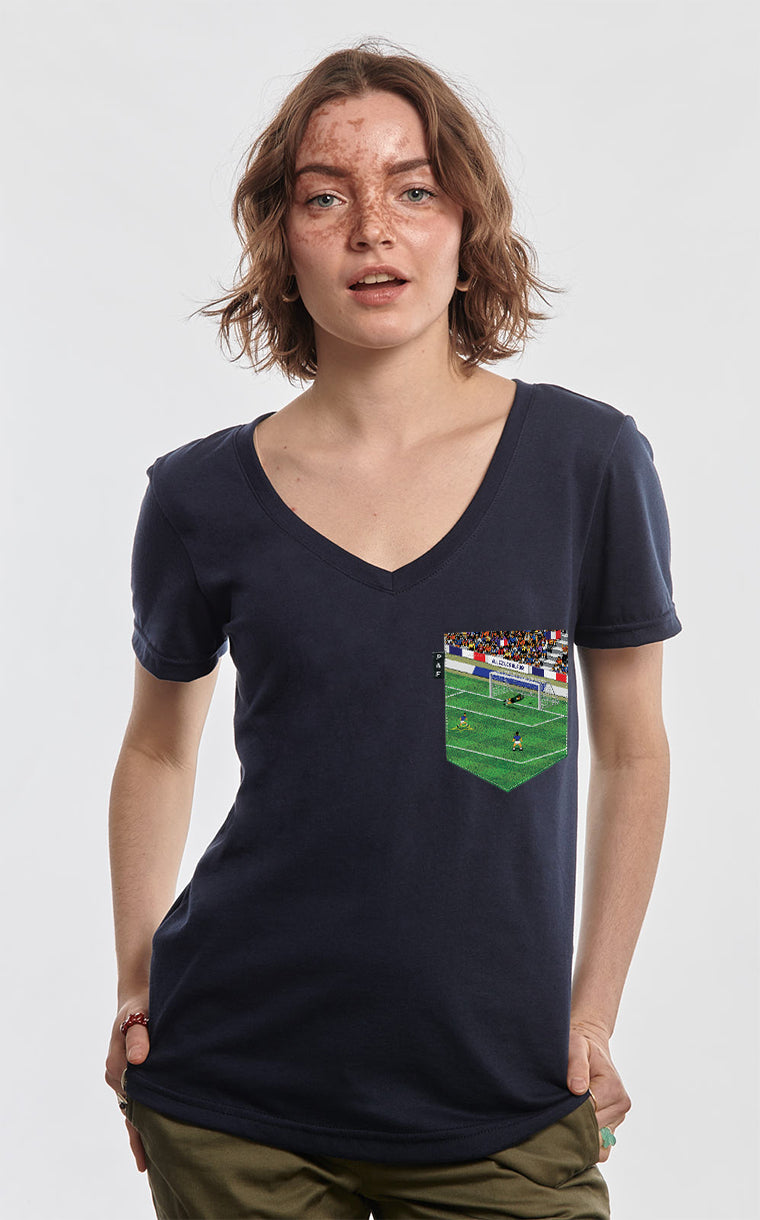 Col en V semi-ajusté à poche pour femme avec poche Allez les Bleus! ^ 