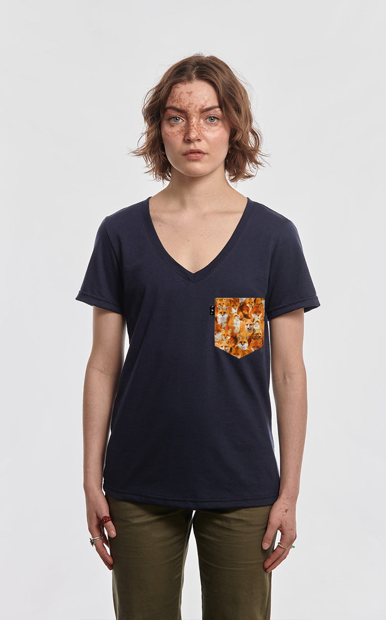 No Fox Given Semi-Fitted V-Neck with Pocket