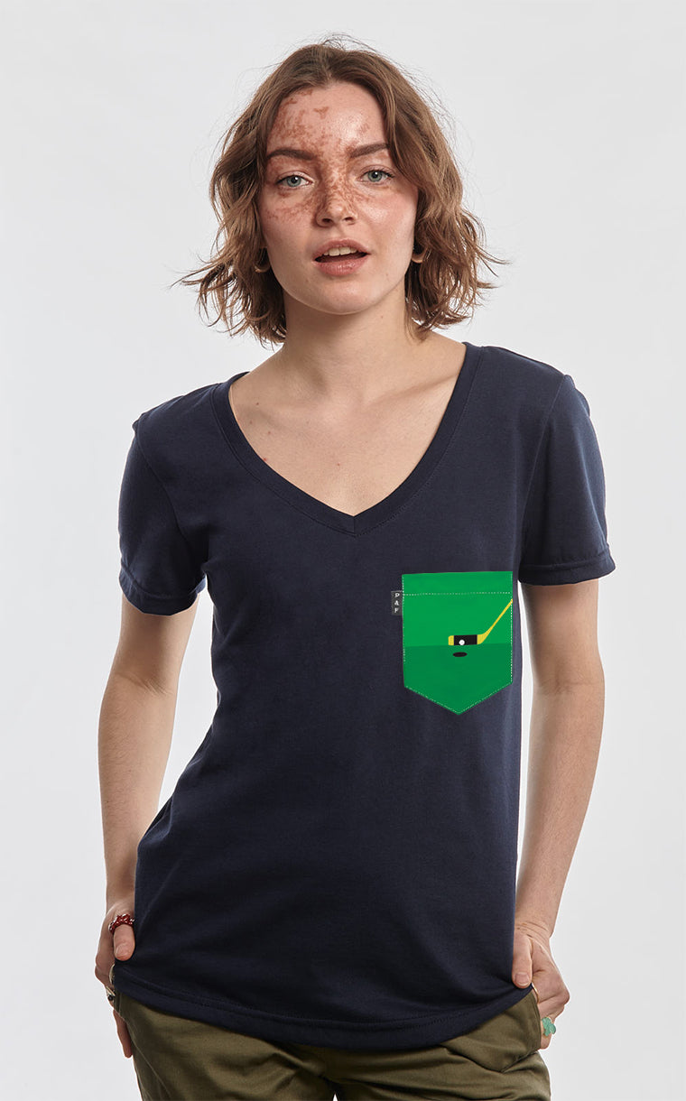 Semi-fitted V-neck with Mulligan pocket