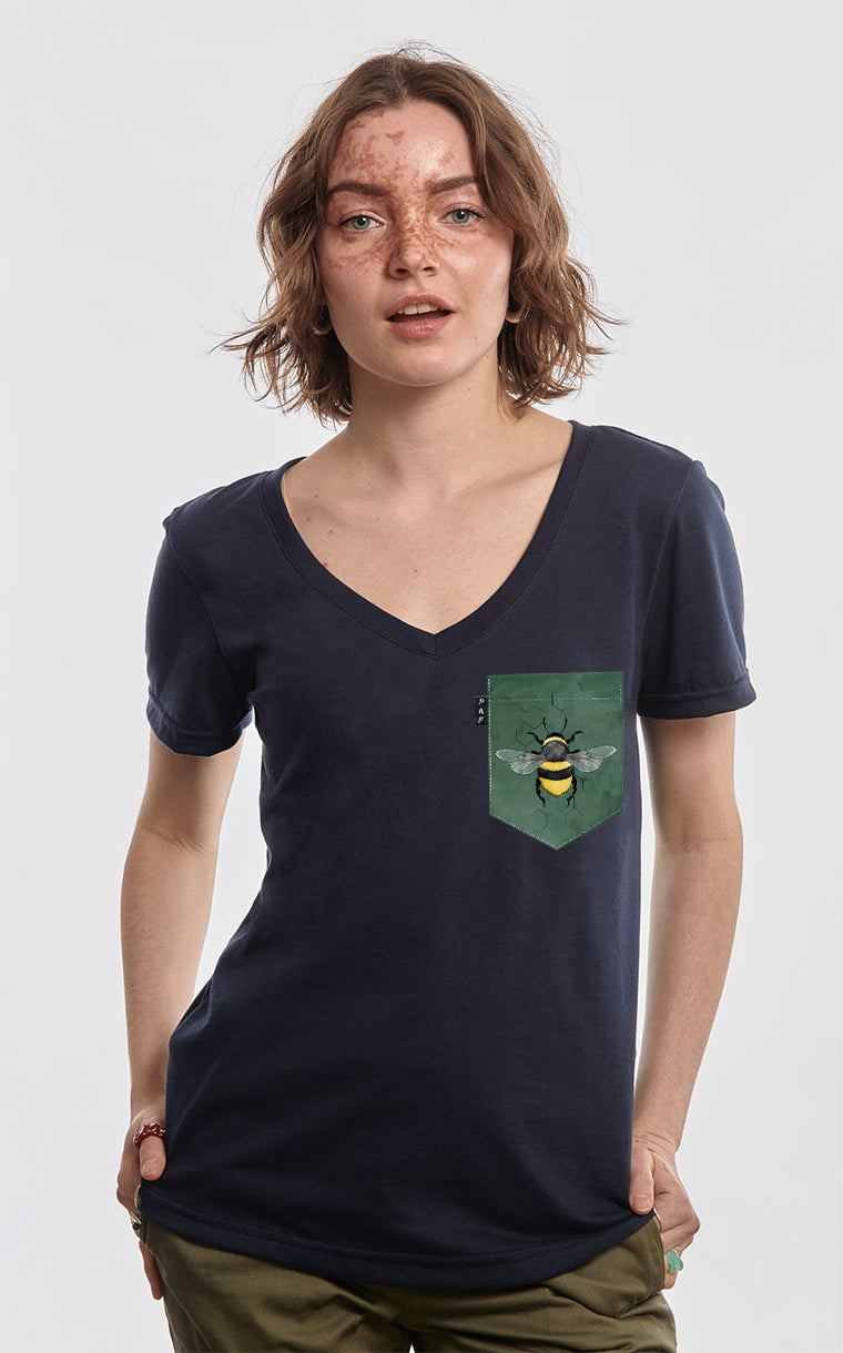 Semi-fitted V-neck with pocket To bee or not to bee