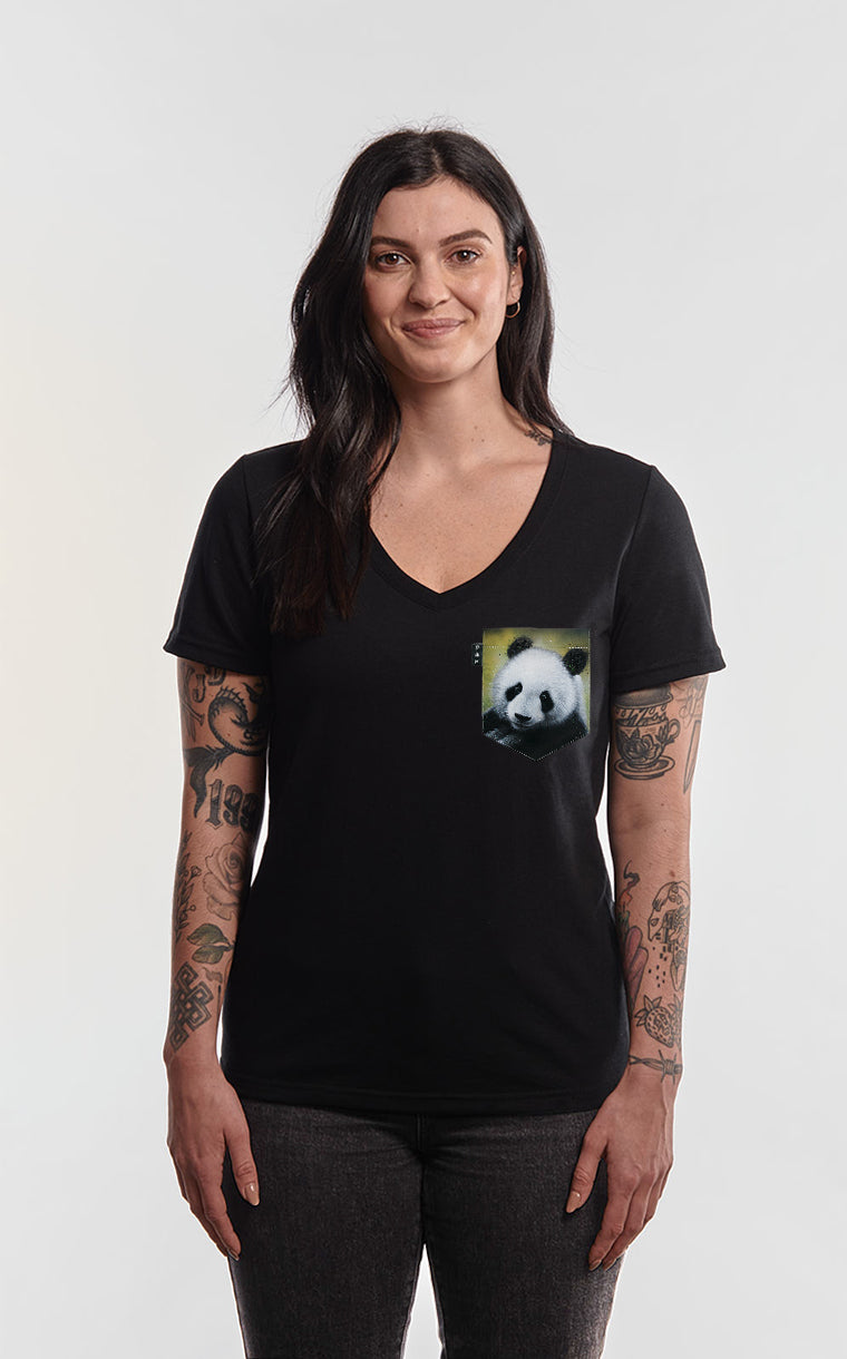 Col en V semi-ajusté à poche pour femme avec poche Panda Replay ^ 