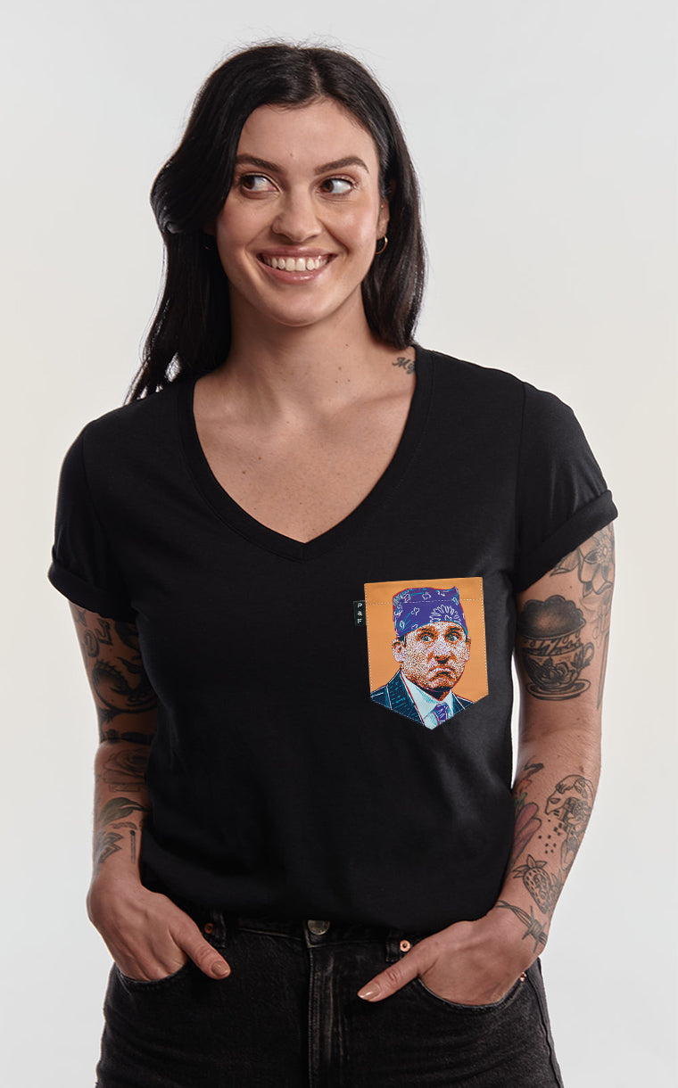 Col en V semi-ajusté à poche pour femme avec poche Prison Mike ^ 