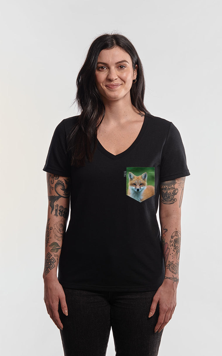 Semi-fitted V-neck with pocket Rouzé like a fox