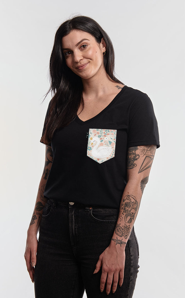 Sophia the Swan Semi-Fitted V-Neck with Pocket