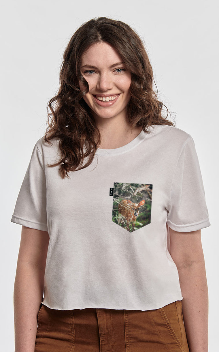 T-shirt « crop top » à poche Bambi