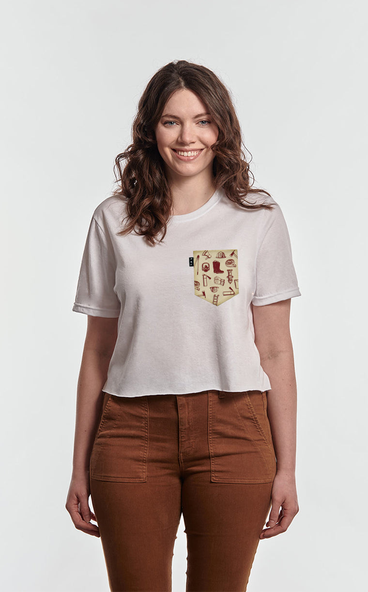 On Fire for the Cause Pocket Crop Top T-Shirt