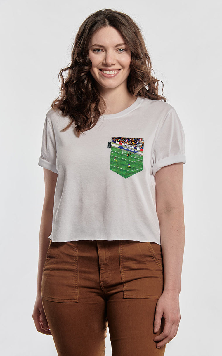 “Crop top” pocket t-shirt Allez les Bleus!