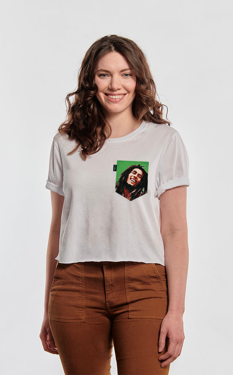 T-shirt « crop top » à poche pour femme avec poche Bob avec Cheveux ^ 