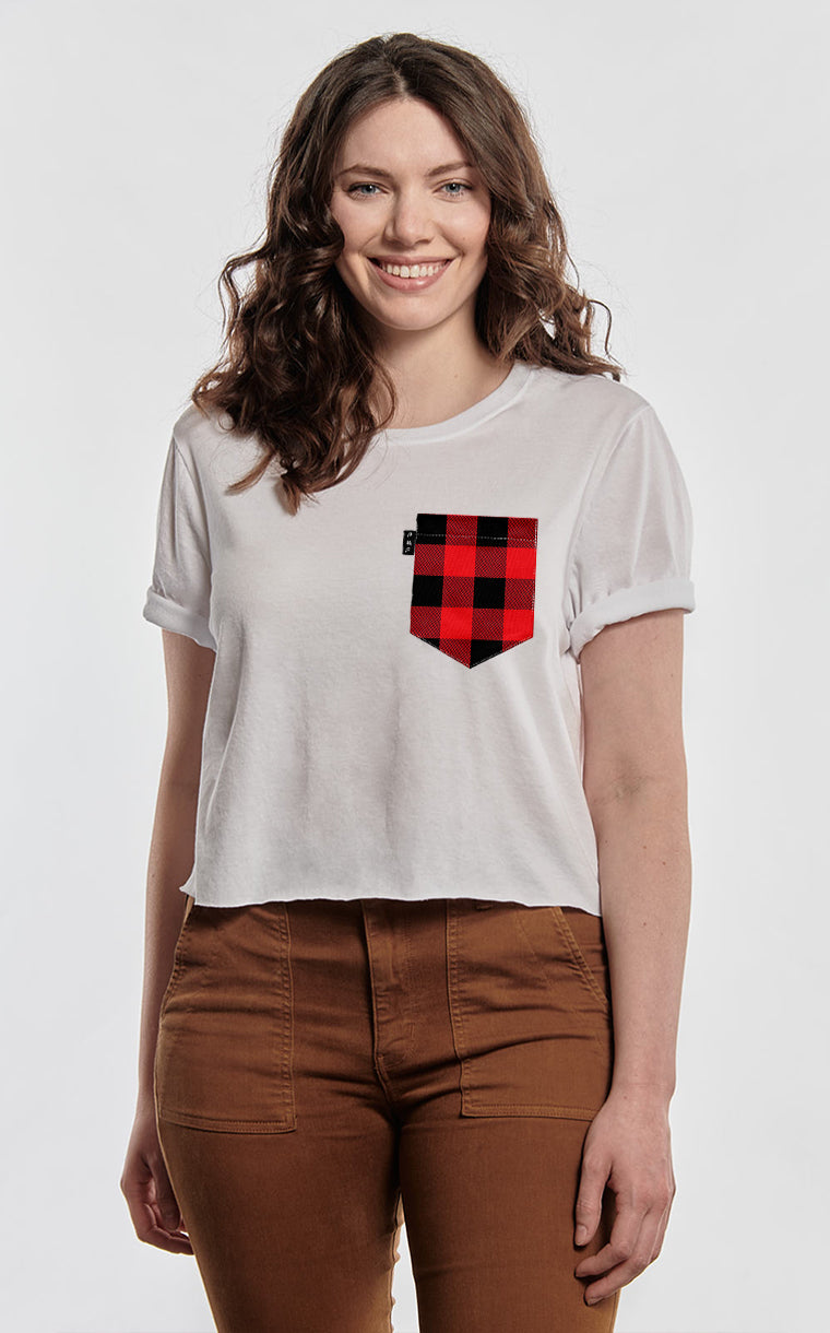 Kid's Plaid Pocket Crop Top T-Shirt