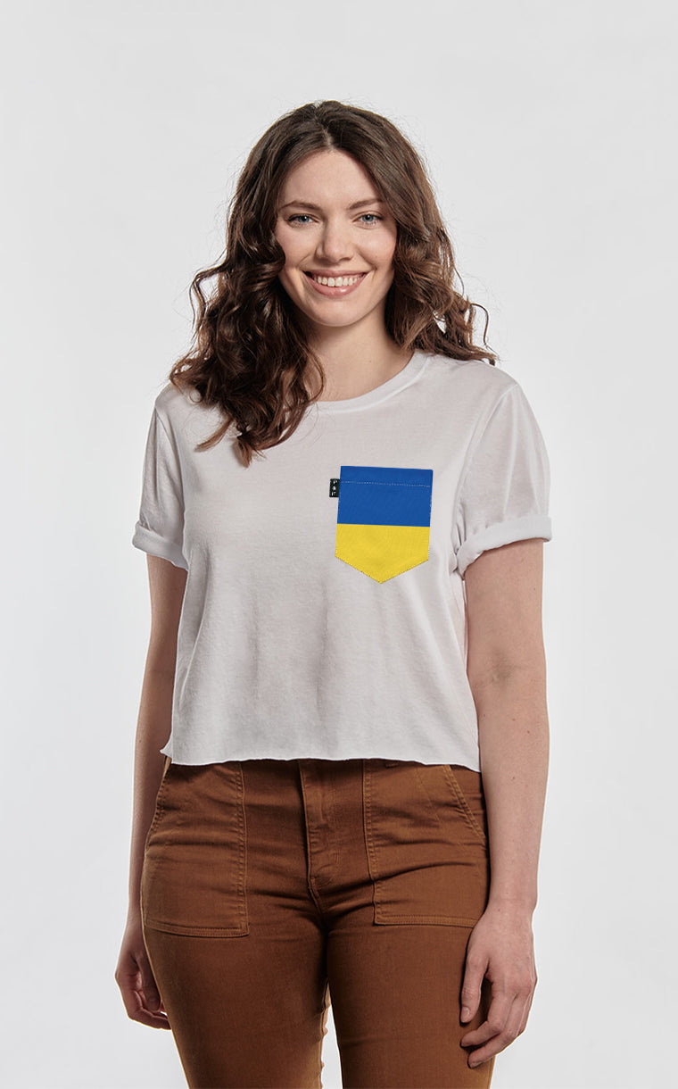 T-shirt « crop top » à poche Couleurs de l'Ukraine