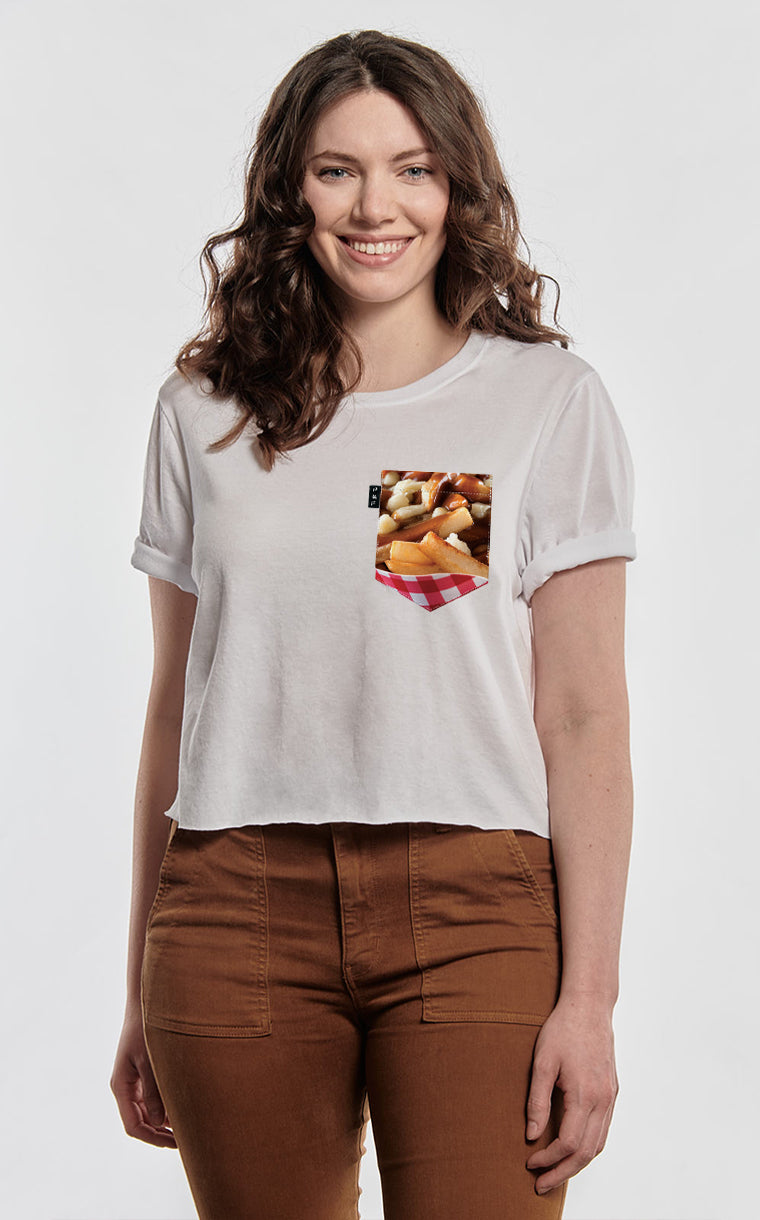 Crop top t-shirt with pocket Fries and gratin sauce