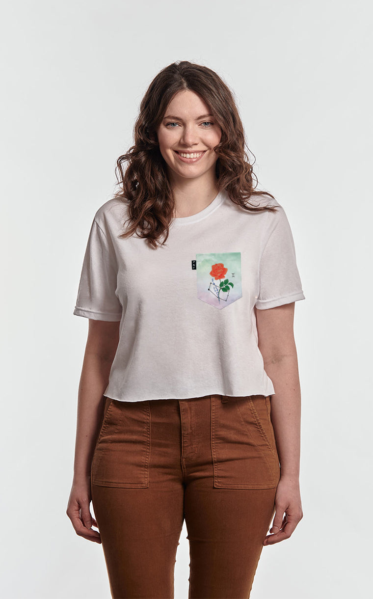 T-shirt « crop top » à poche pour femme avec poche Gemini Cricket ^ 