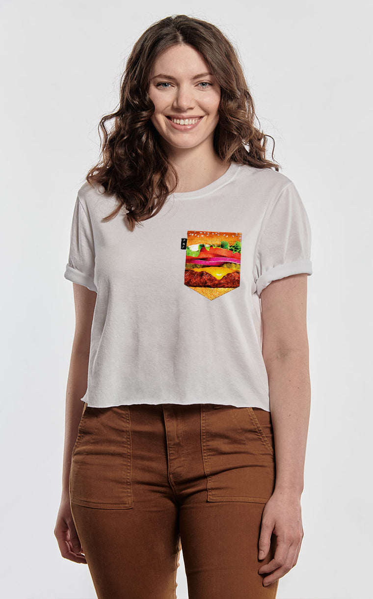 T-shirt « crop top » à poche pour femme avec poche Gerry Boulette ^ 