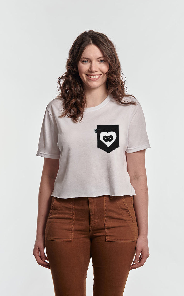 T-shirt « crop top » à poche pour femme avec poche Grains d'espoir ^ 