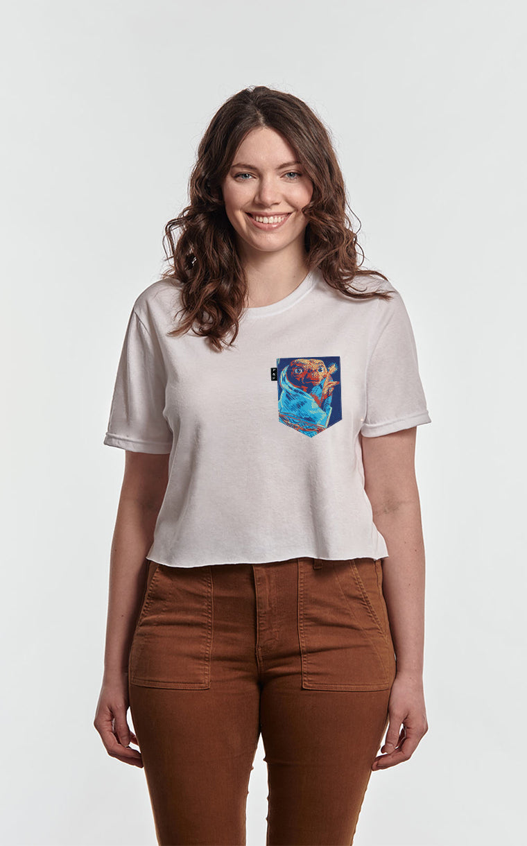 T-shirt « crop top » à poche pour femme avec poche J'ai l'doigt ^ 