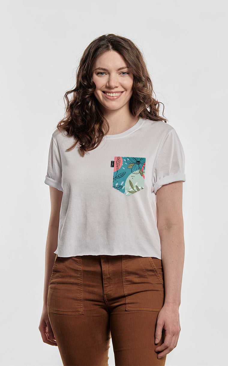 T-shirt « crop top » à poche Jonquilles et bowling