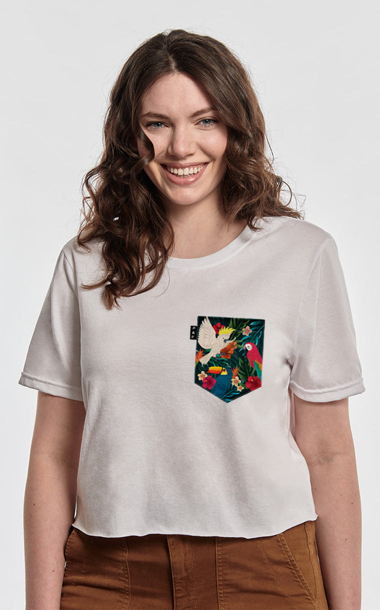 King Toucan-Khamon Pocket Crop Top T-Shirt