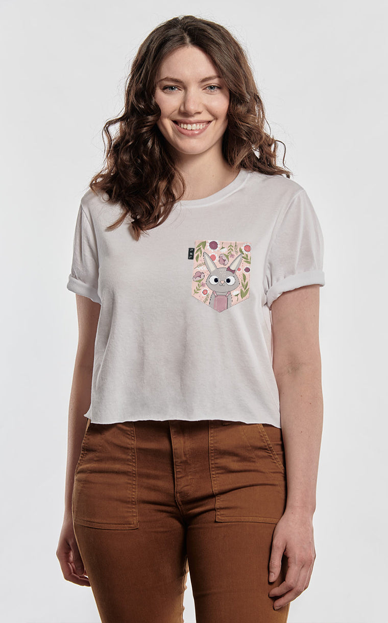 Daisy Rabbit Pocket Crop Top T-Shirt