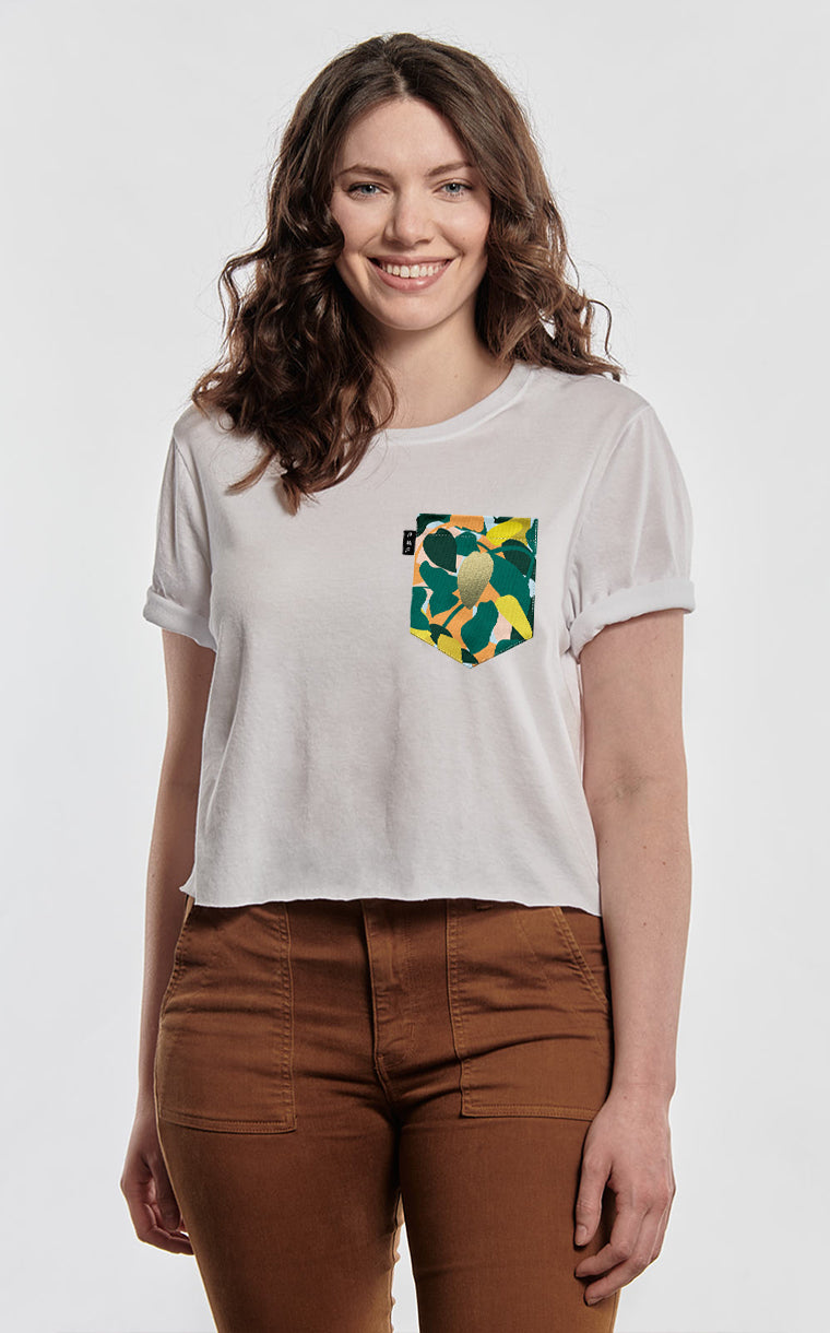 T-shirt « crop top » à poche pour femme avec poche Les Îles Spritz ^ 