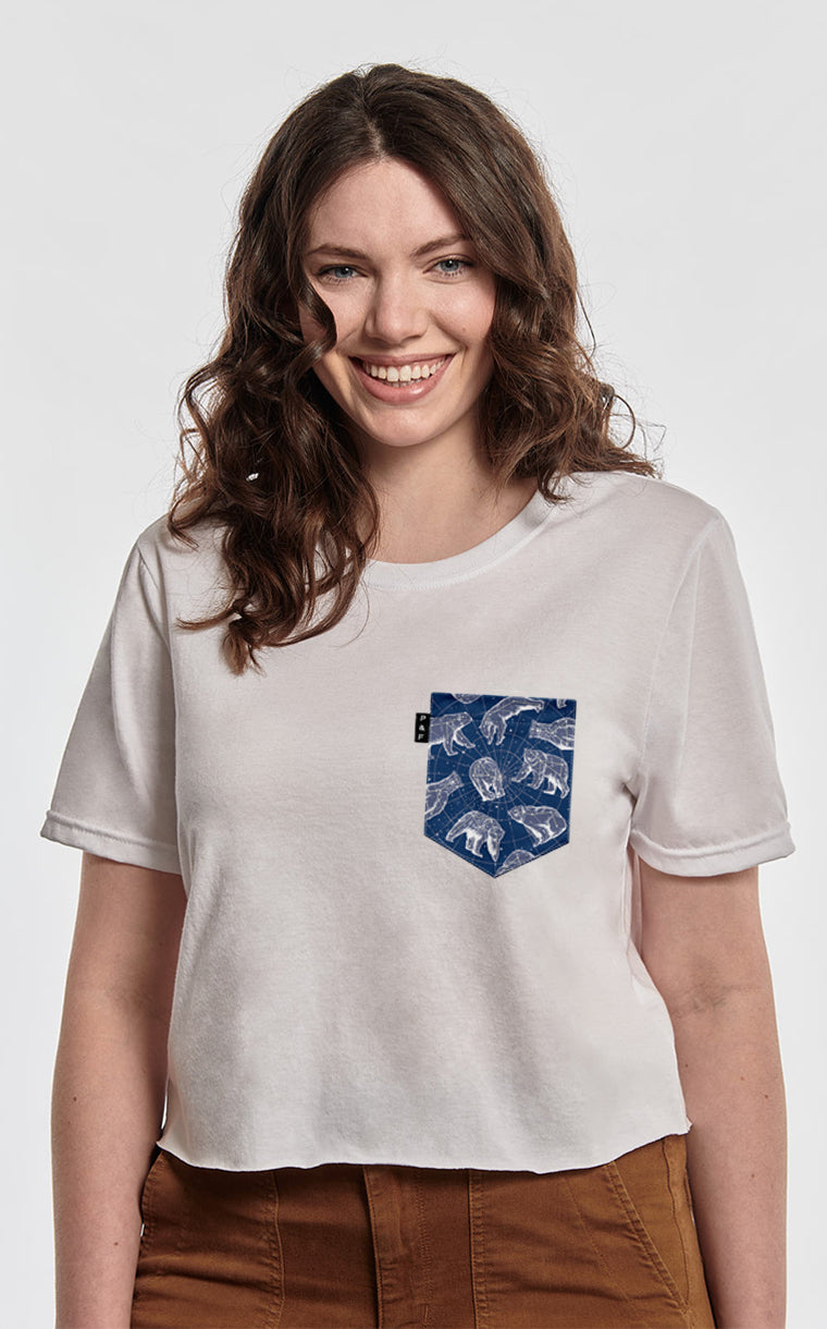 Polar Bears Crop Top T-Shirt with Pocket