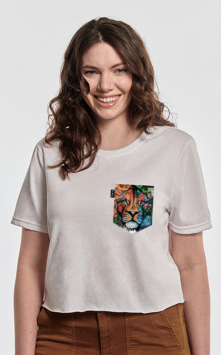 T-shirt « crop top » à poche pour femme avec poche Mufasa ^ 