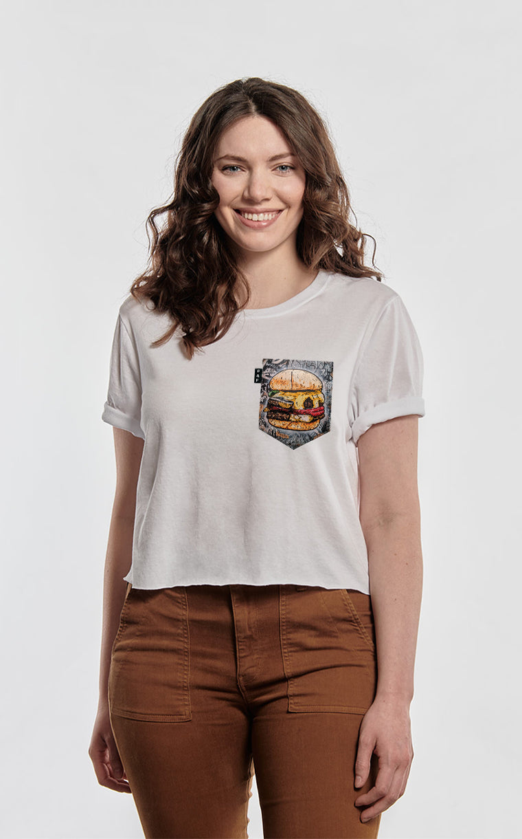 Pocket crop top t-shirt Where ground steak