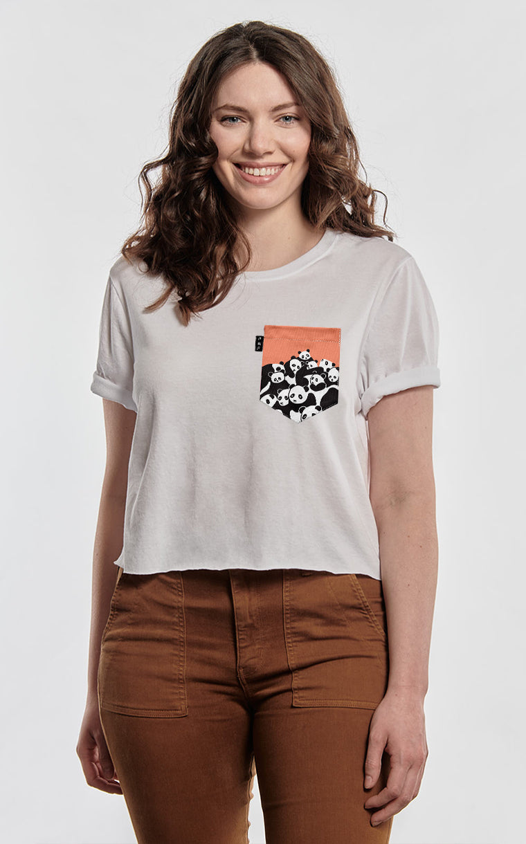 T-shirt « crop top » à poche Pandawan