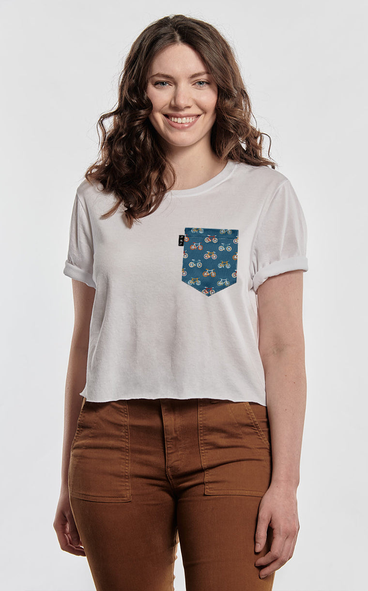 Crop Top T-Shirt with Pocket No Hands