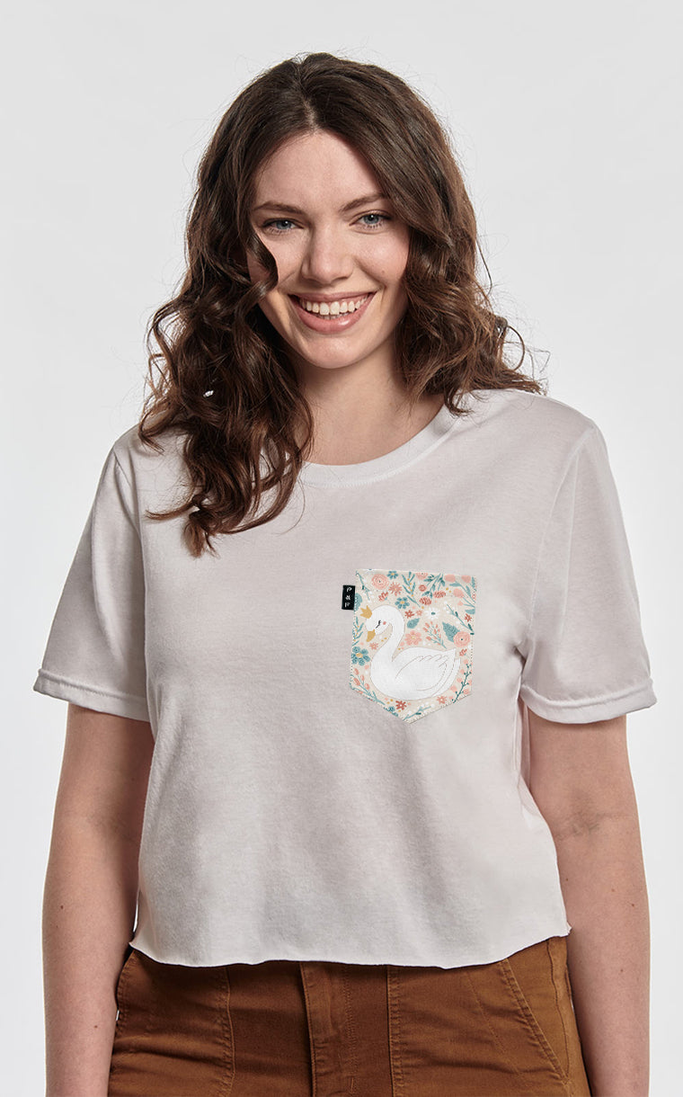 Sophia the Swan Pocket Crop Top T-Shirt