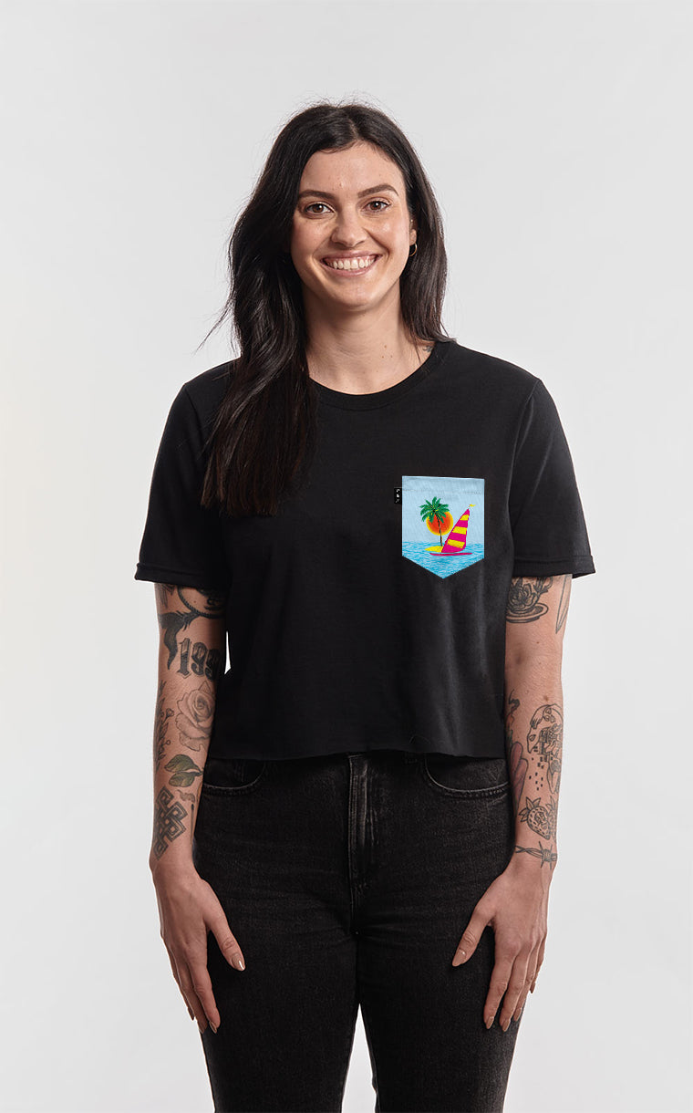 T-shirt « crop top » à poche pour femme avec poche 90's represent ^ 