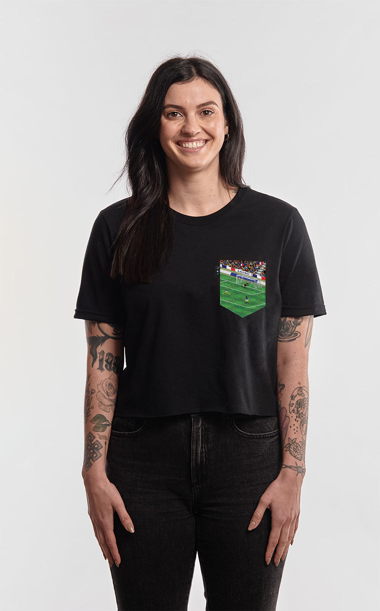 T-shirt « crop top » à poche pour femme avec poche Allez les Bleus! ^ 