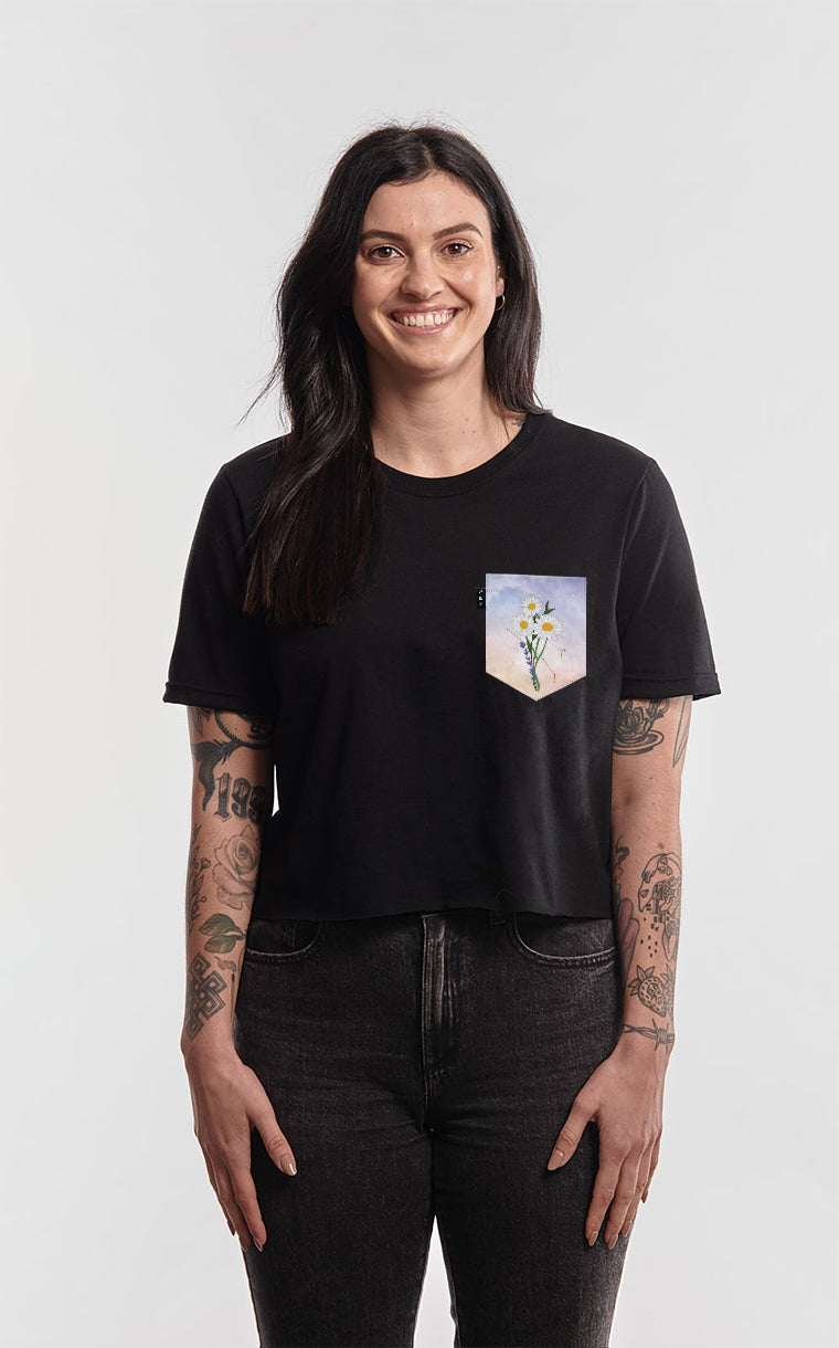 T-shirt « crop top » à poche pour femme avec poche Aries Style ^ 