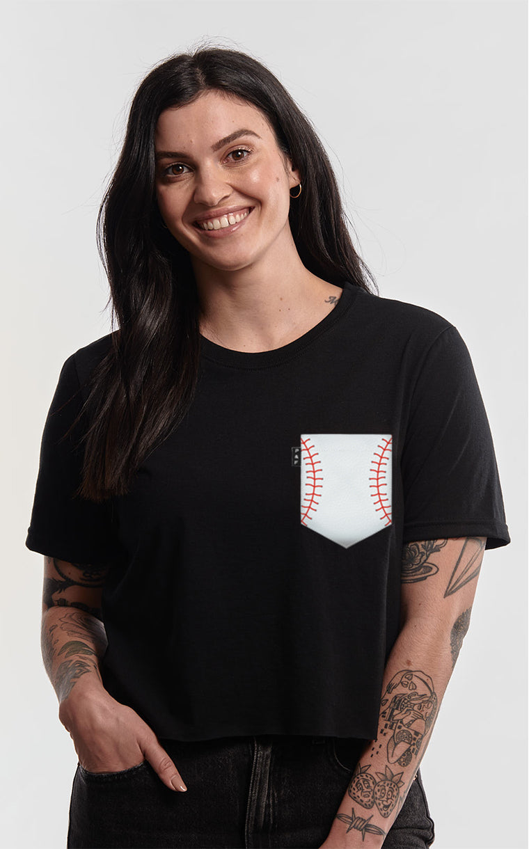 Softball Pocket Crop Top T-Shirt