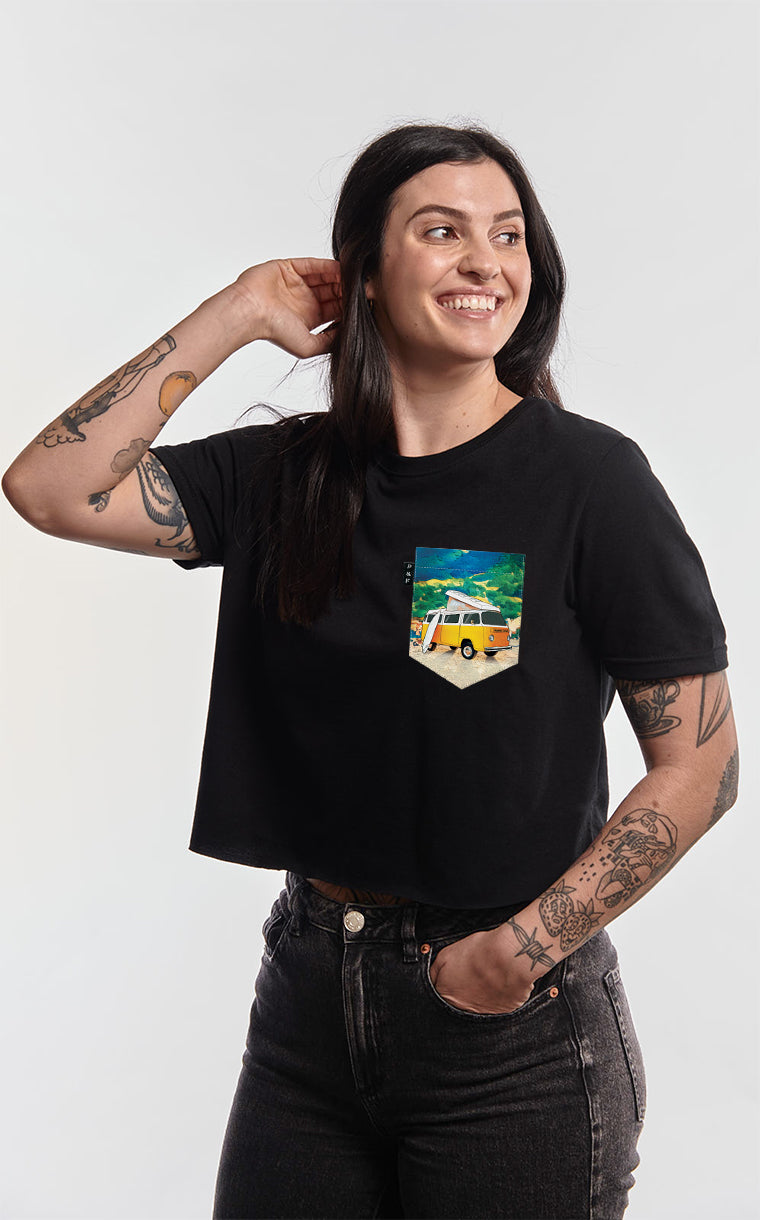 T-shirt « crop top » à poche pour femme avec poche Bran Van 2000 ^ 