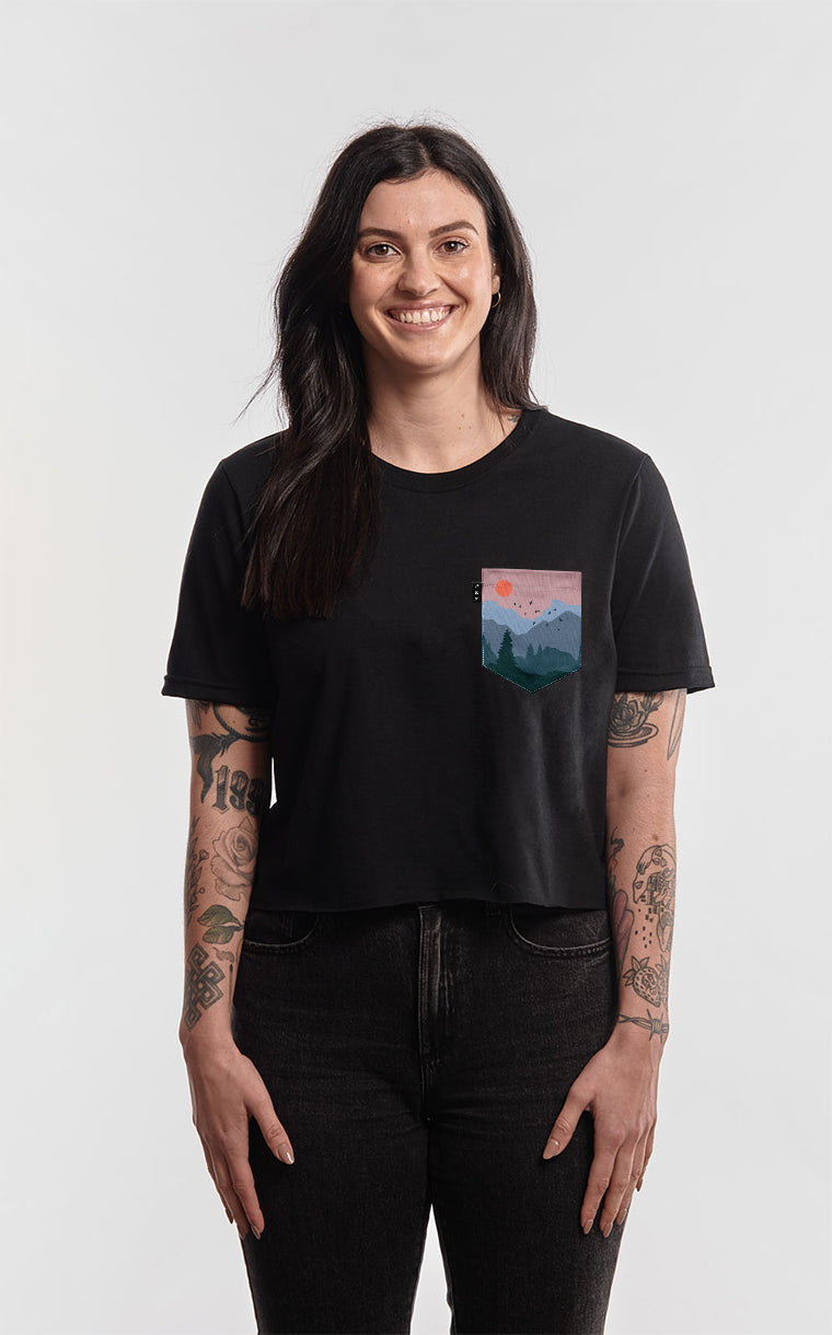 T-shirt « crop top » à poche pour femme avec poche Brokeback mountain ^ 