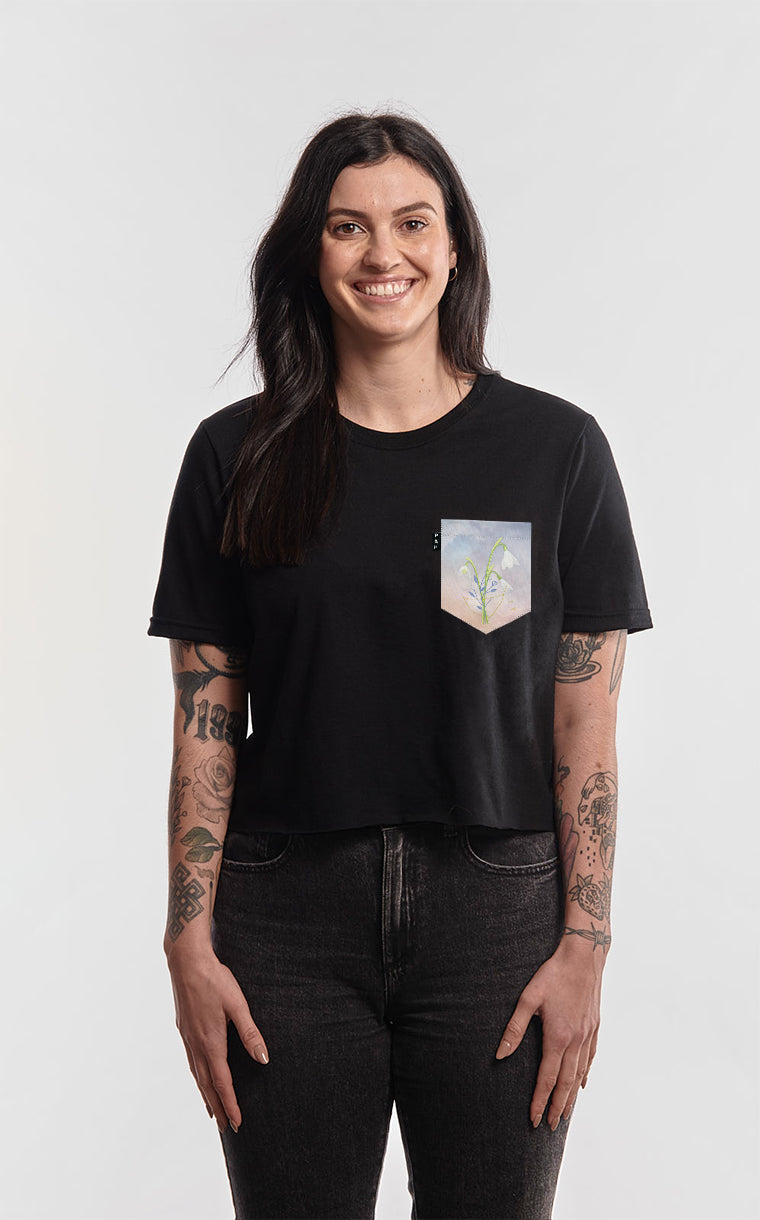 T-shirt « crop top » à poche pour femme avec poche Capri Short ^ 